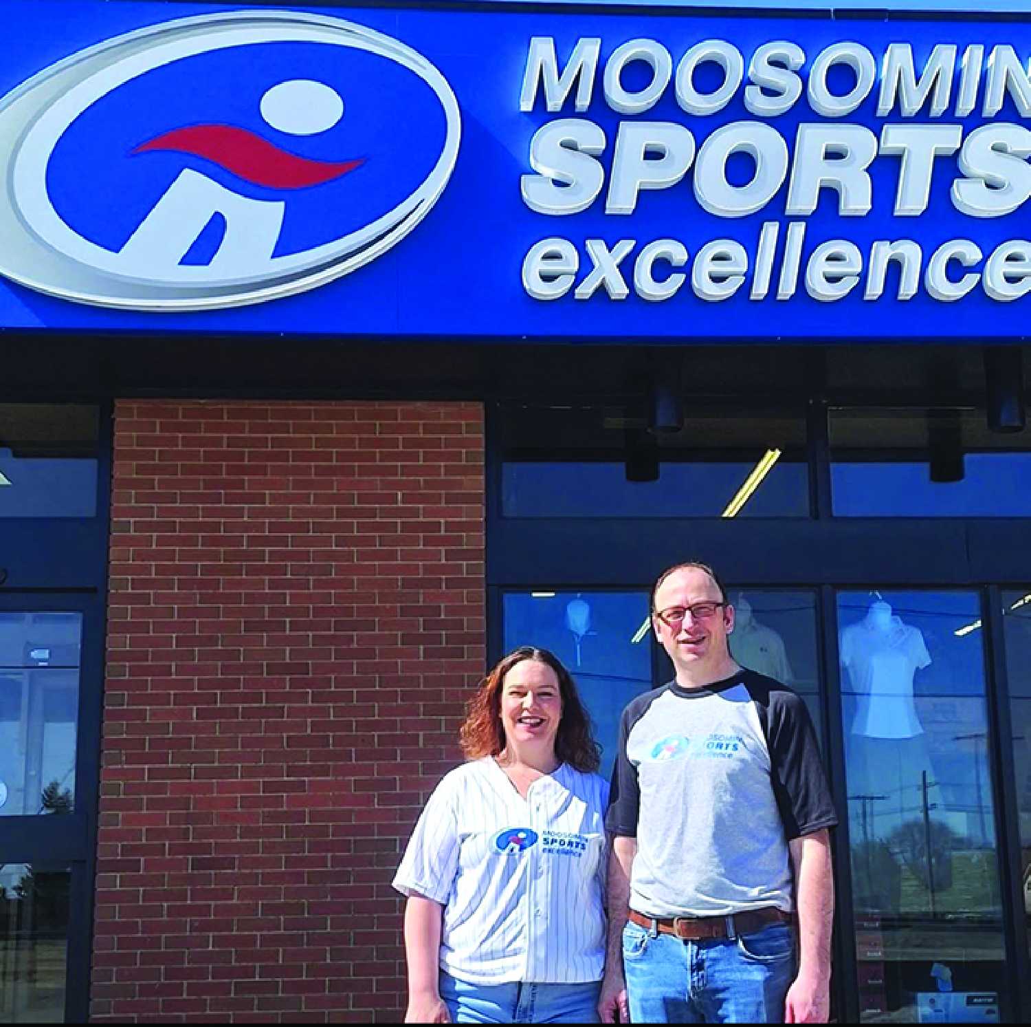 New owners Kate Thompson and Mike Schoonbaert outside Moosomin Sports Excellence on South Front Street